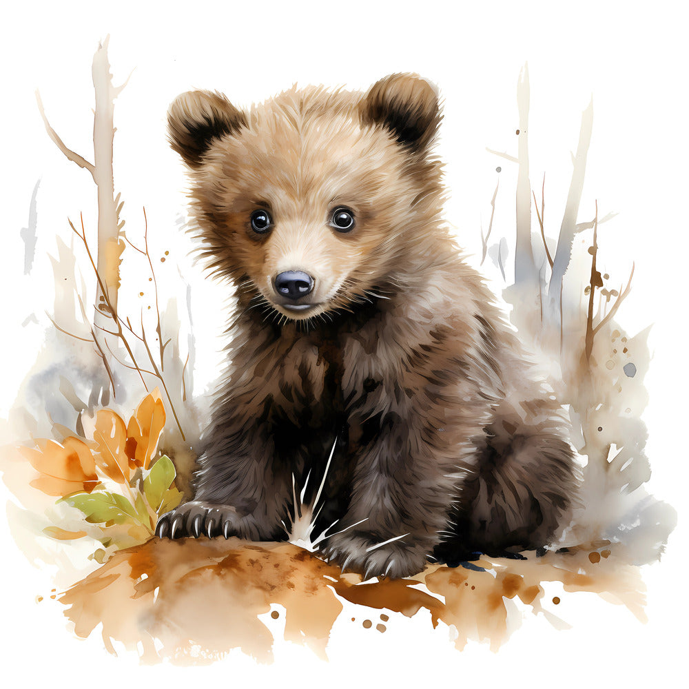 Woodland Baby Bear 6 Fabric Panel