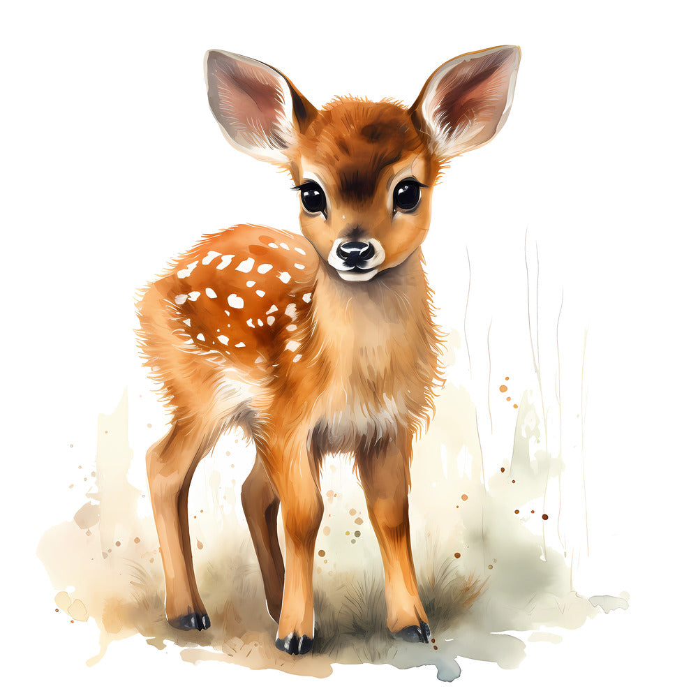 Woodland Baby Deer 3 Fabric Panel