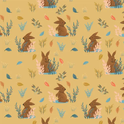 Woodland Creatures - Bunny Hops 44" / 45" Fabric Per Yard The Fabric Company