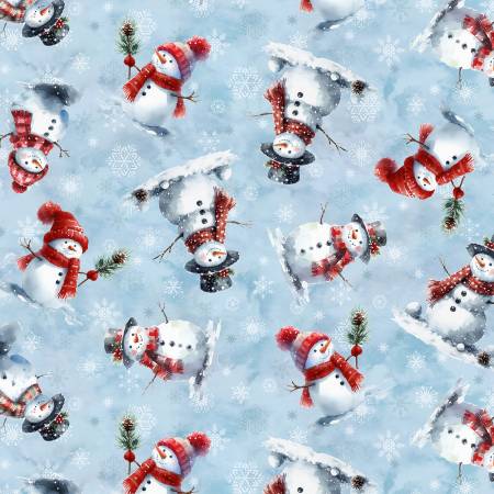 Hoffman Fabrics Cozy Tidings batik quilting fabric in Ice Blue