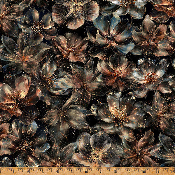 Midnight Midnight Flora A Hoffman Spectrum Print Cotton 43"/44" Fabric Per Yard