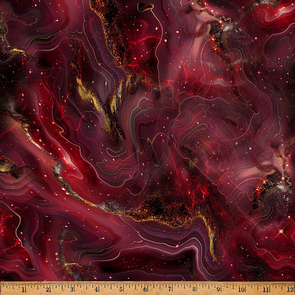 Garnet Midnight Flora A Hoffman Spectrum Print Cotton 43"/44" Fabric Per Yard