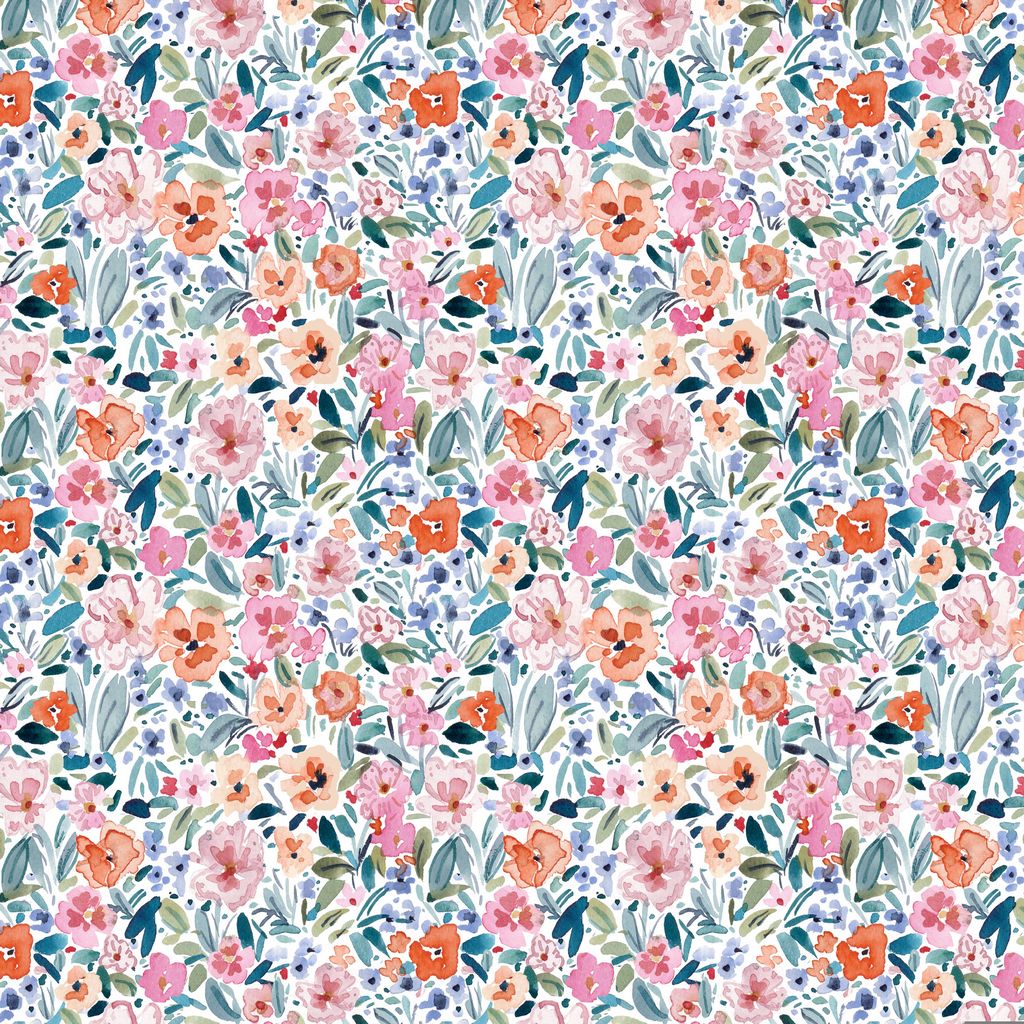 White Bloomers Cotton Wideback Fabric Per Yard