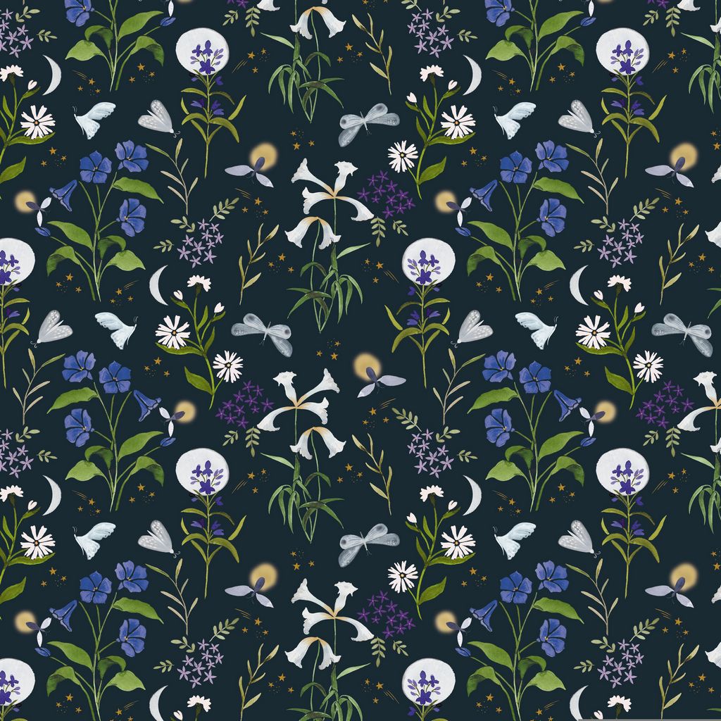 Midnight Fireflies Cotton Wideback Fabric Per Yard