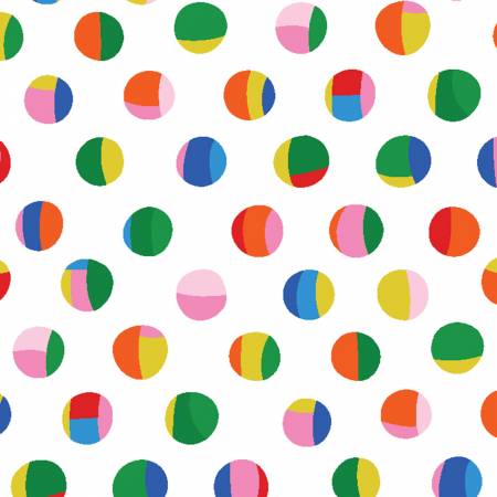 Clothworks Sleepy Time Dots White quilting fabric — soft dots on white