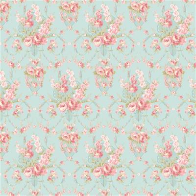 Charlotte - Damask - Turquoise 44" / 45" Fabric Per Yard