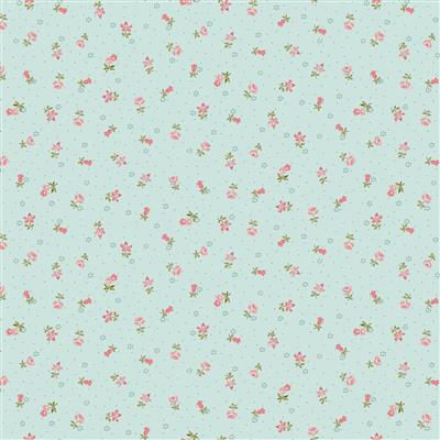 Charlotte - Ditsy Floral - Turquoise 44" / 45" Fabric Per Yard