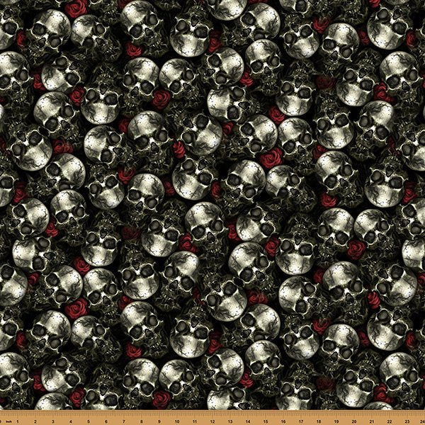 Boneheads Packed Skulls Bone 44"/45" Cotton Fabric Per Yard