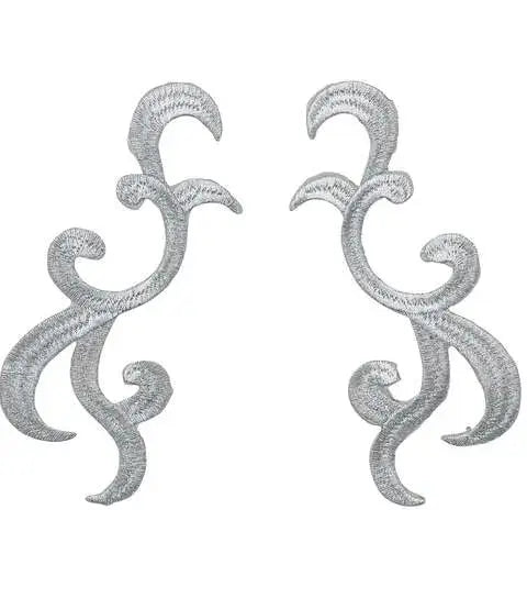 Yaya Han Cosplay 2 pk Iron on Swirl Appliques Silver