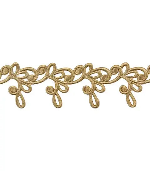 Yaya Han Iron on Milan Swirl Trim 2.31" Gold - Per Yard