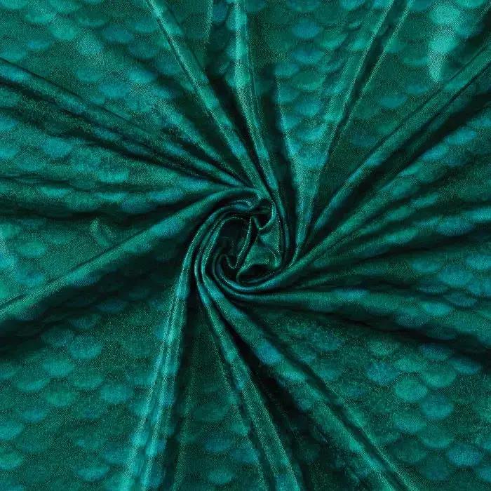 Yaya Han Mermaid Scales Holographic 57" Emerald Fabric Per Yard Famore
