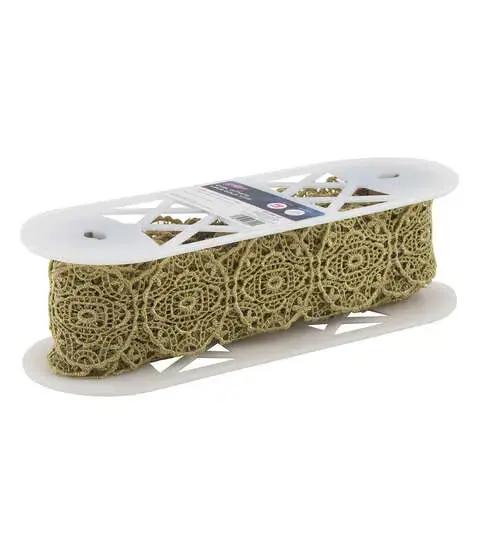 Yaya Han Sew-On Oval Ornate Lace Gold Trim - Per Yard Famore