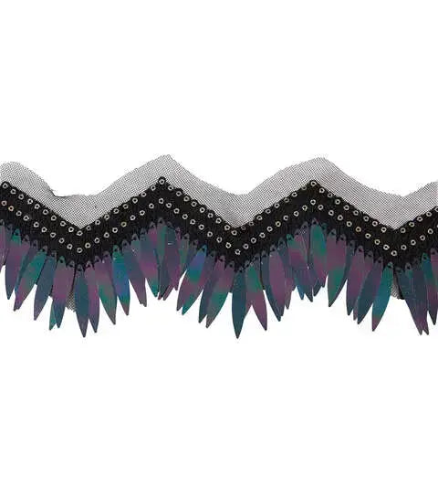 Yaya Han Sew on Tango Sequin Trim 3.25" Black - Per Yard