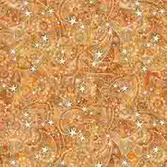Yellow Amber Paisley & Stars 1776 Cotton 44"/45" Fabric Per Yard