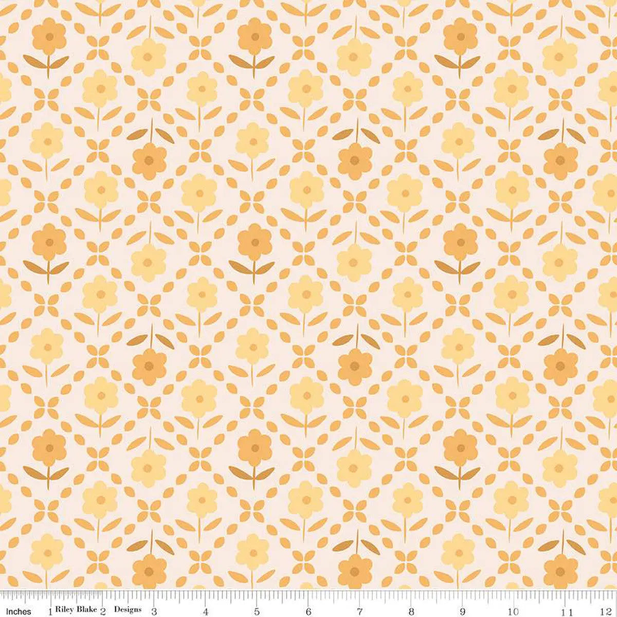 Yellow Bee Palids Zinnias Marigold Wideback Fabric per yard Riley Blake Designs