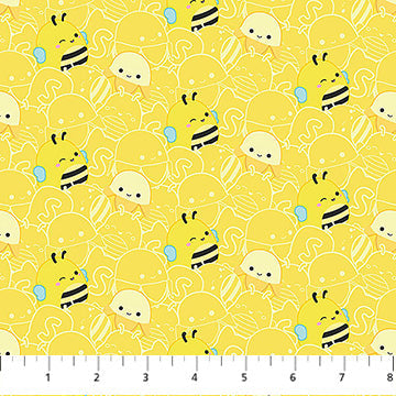 Yellow Bee Squishmallows Cotton 44"/45" Fabric Per Yard