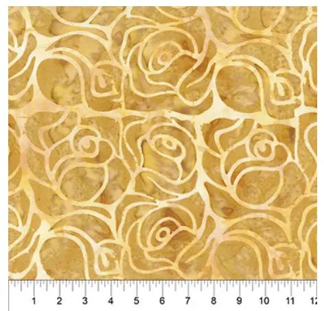 Yellow Caramel Roses Cotton Wideback Fabric per yard