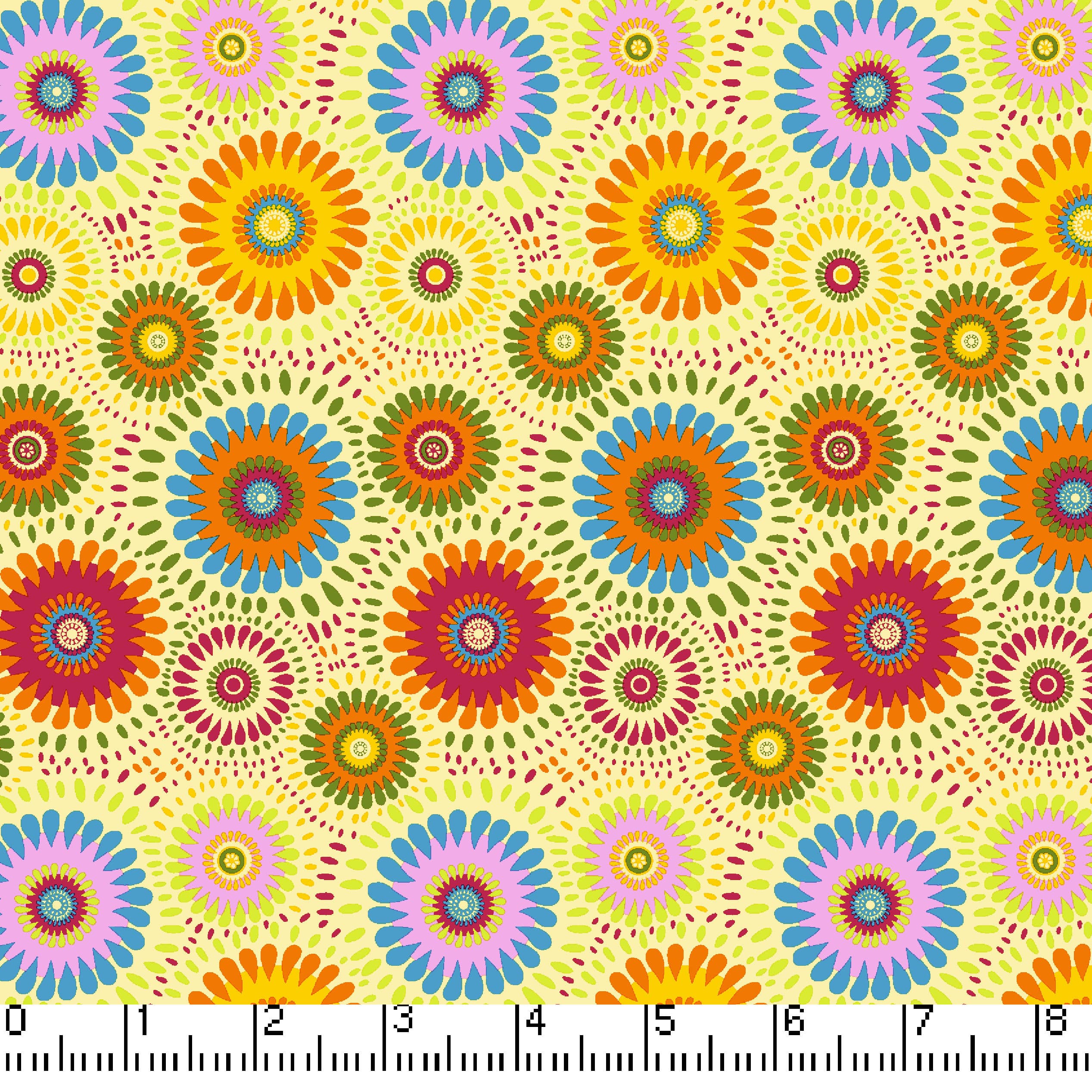 Yellow Lucky Medallion 45" Wide Cotton Fabric Per Yard