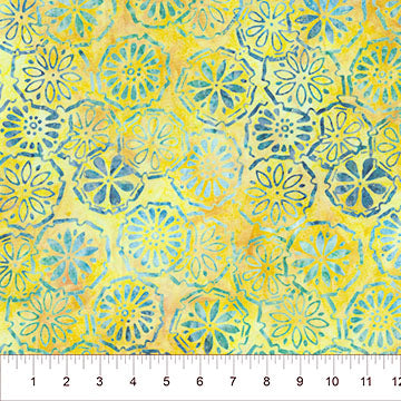 Yellow Medallion Flora 83631-54 Cotton 44/45 Fabric Per Yard