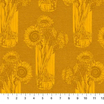 Yellow Sunflowers Indelible by Anna Maria for Northcott Cotton 44"/45" Fabric Per Yard - Linda's Electric Quilters