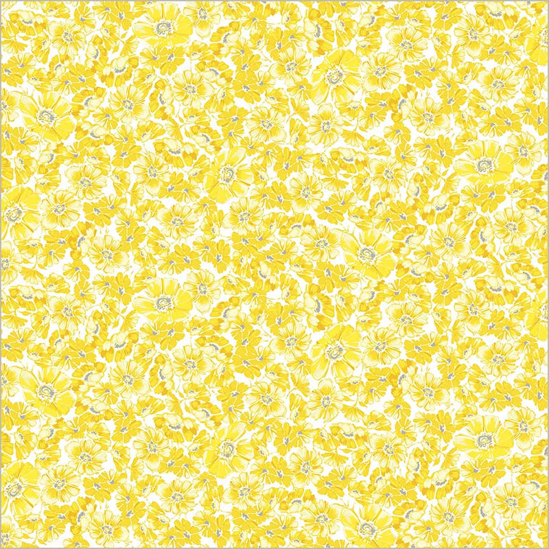 Yellow Verona Allegra Blooms Cotton 44”/45” Fabric Per Yard