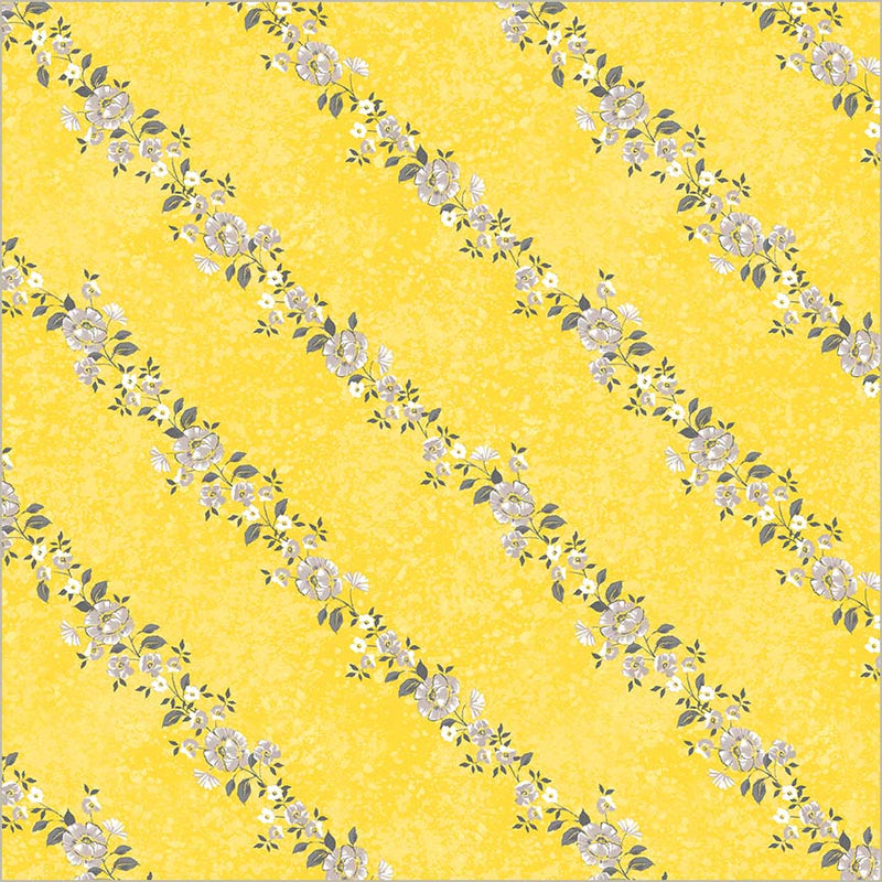 Yellow Verona Verita Vine Cotton 44”/45” Fabric Per Yard