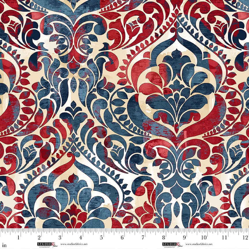 You Damask! Patriotic Cotton Wideback Fabric - ( 1 1/8 Yard Pack ) Studio E Fabrics