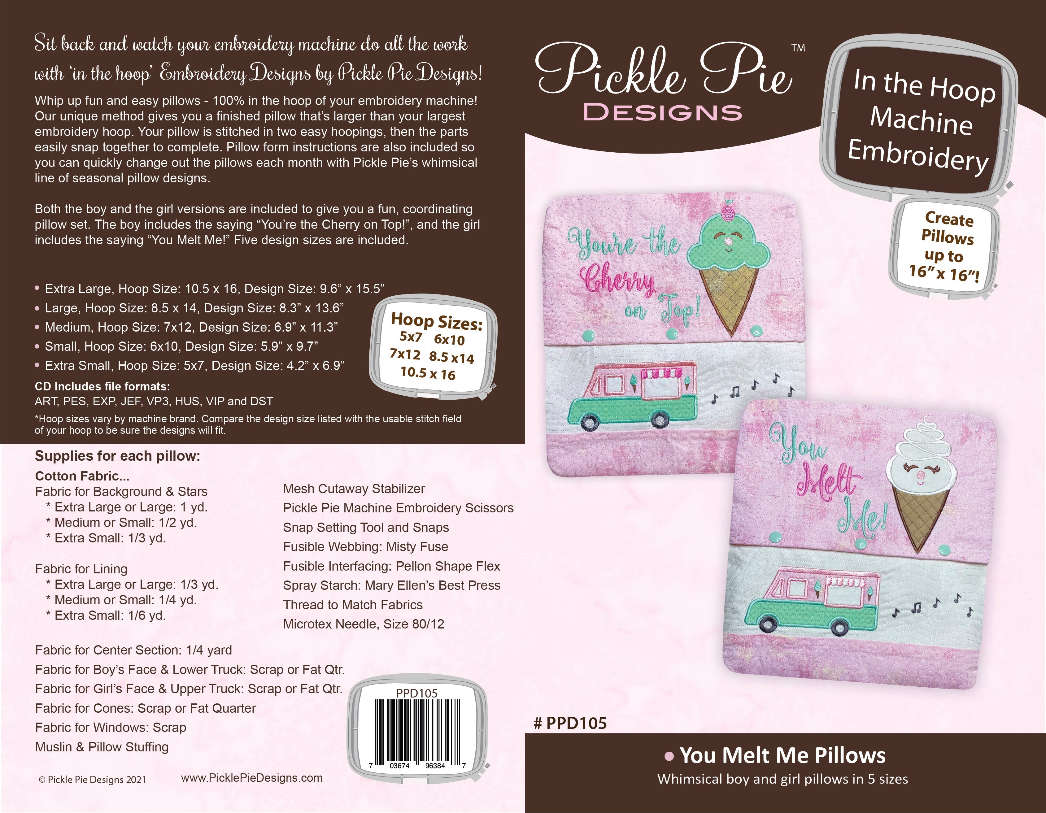 You Melt Me Pillows In the Hoop Embroidery Design Collection