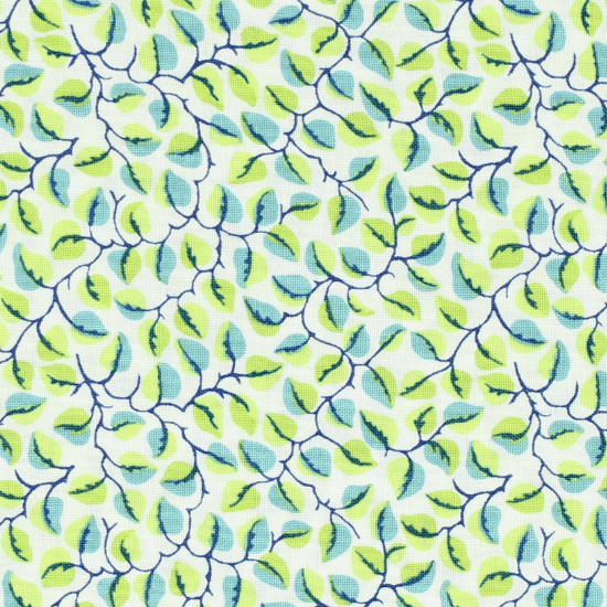 Connecting Threads Climbing Trees leaves green teal quilting cotton