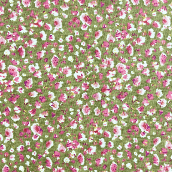 Oasis Fabrics Peony Blossom tiny flowers green cotton 3 yard pack