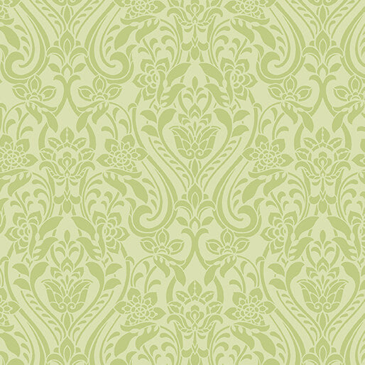 Hummingbirds and Honeysuckle - Damask (Celery) 44" / 45" Fabric Per Yard