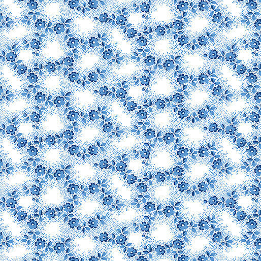 Bluesette - Petite Floral - Medium Blue 44" / 45" Fabric Per Yard