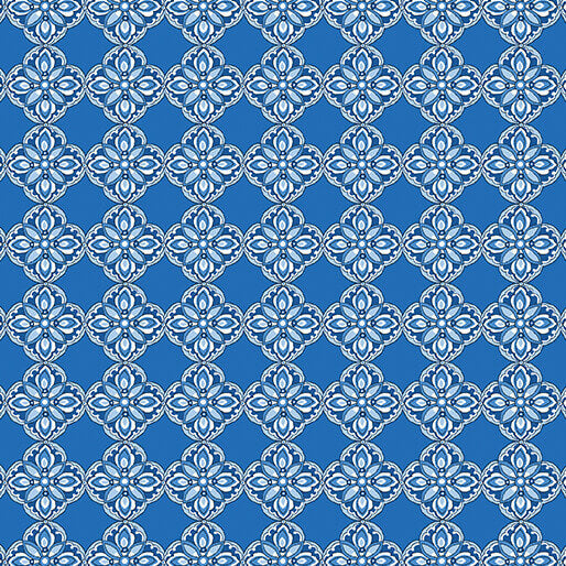 Bluesette - Diamond Medallion - Ocean Blue 44" / 45" Fabric Per Yard