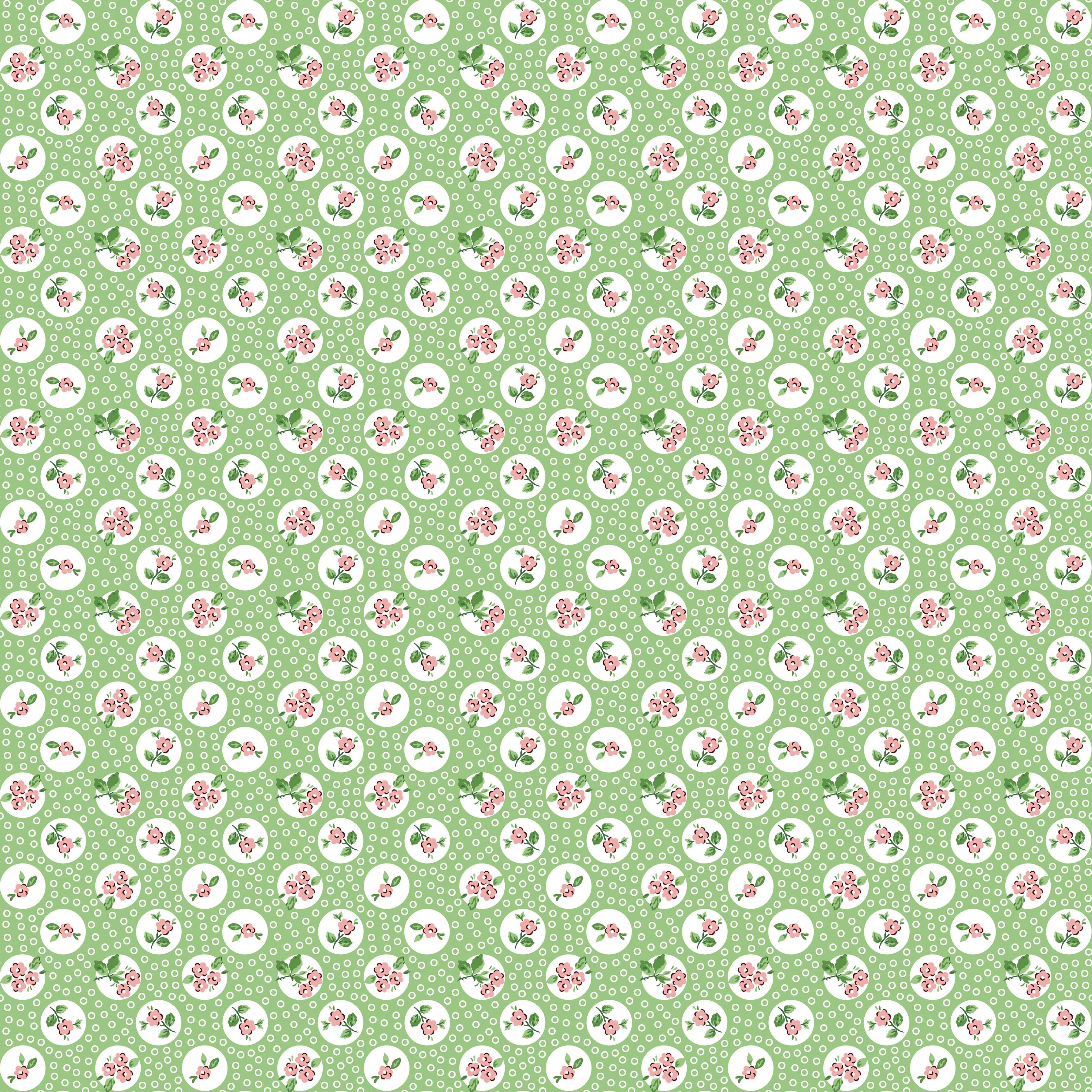 Flower Market - Pocket Posies - Green 44" / 45" Fabric Per Yard
