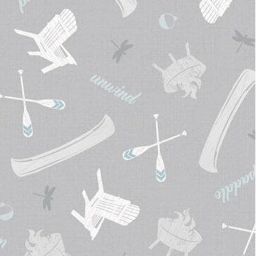 Lake Retreat - Lakeside Toss - Gray 44" / 45" Fabric Per Yard