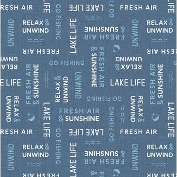 Lake Retreat - Word Toss - Blue 44" / 45" Fabric Per Yard