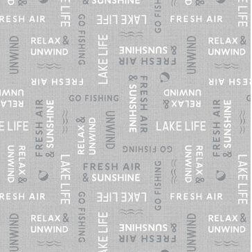Lake Retreat - Word Toss - Gray 44" / 45" Fabric Per Yard