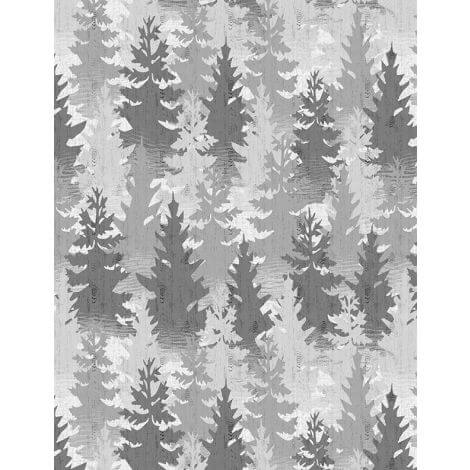 Lake Retreat - Packed Trees - Gray 44" / 45" Fabric Per Yard