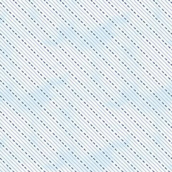 Dreaming in Blue - Dashed Stripes - White 44" / 45" Fabric Per Yard