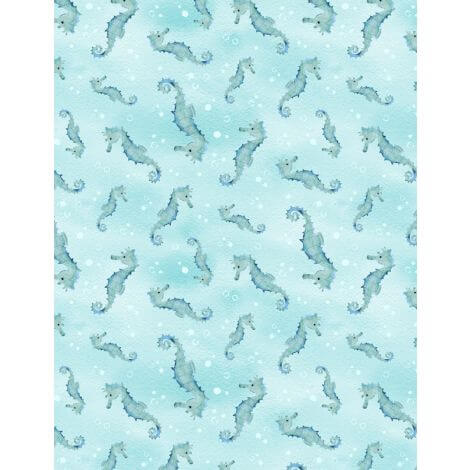Underwater Wonders - Seahorses - Teal 44" / 45" Fabric Per Yard