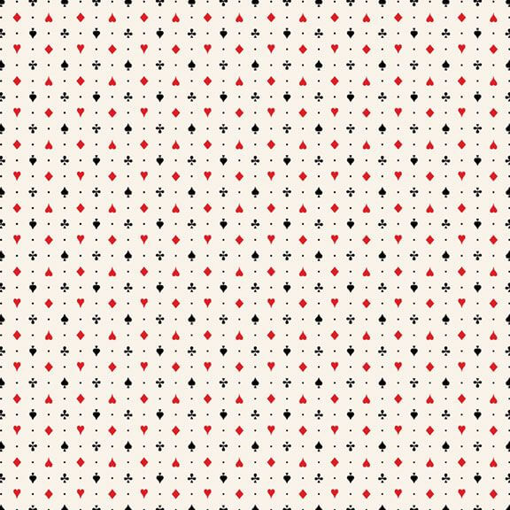 Full House - Playing Card Suits - Cream 44" / 45" Fabric Per Yard