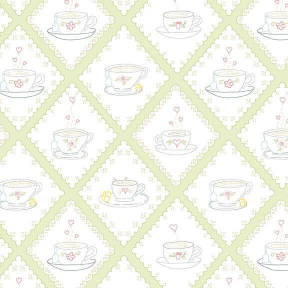 Tea for Two - Doilies - Lime 44" / 45" Fabric Per Yard
