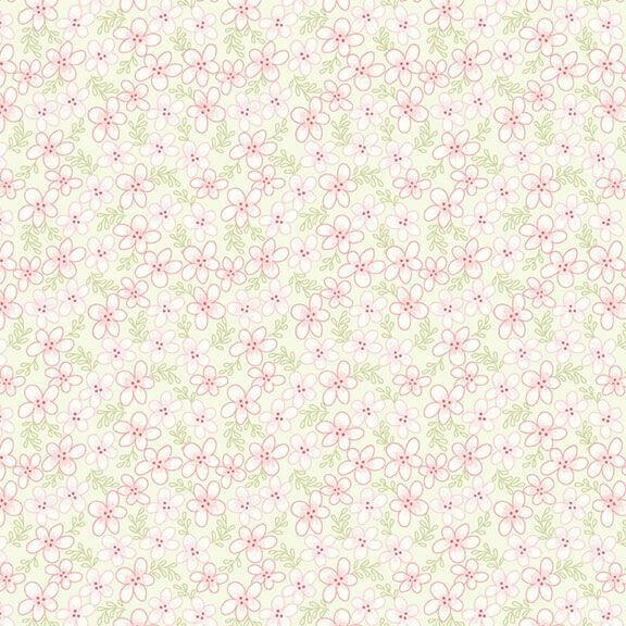 Tea for Two - Flower - Pink 44" / 45" Fabric Per Yard