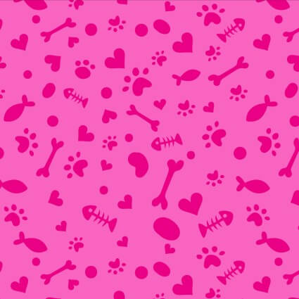 David Textiles Potpourri of Novelty cat paw ditsy pink cotton 3 yard pack