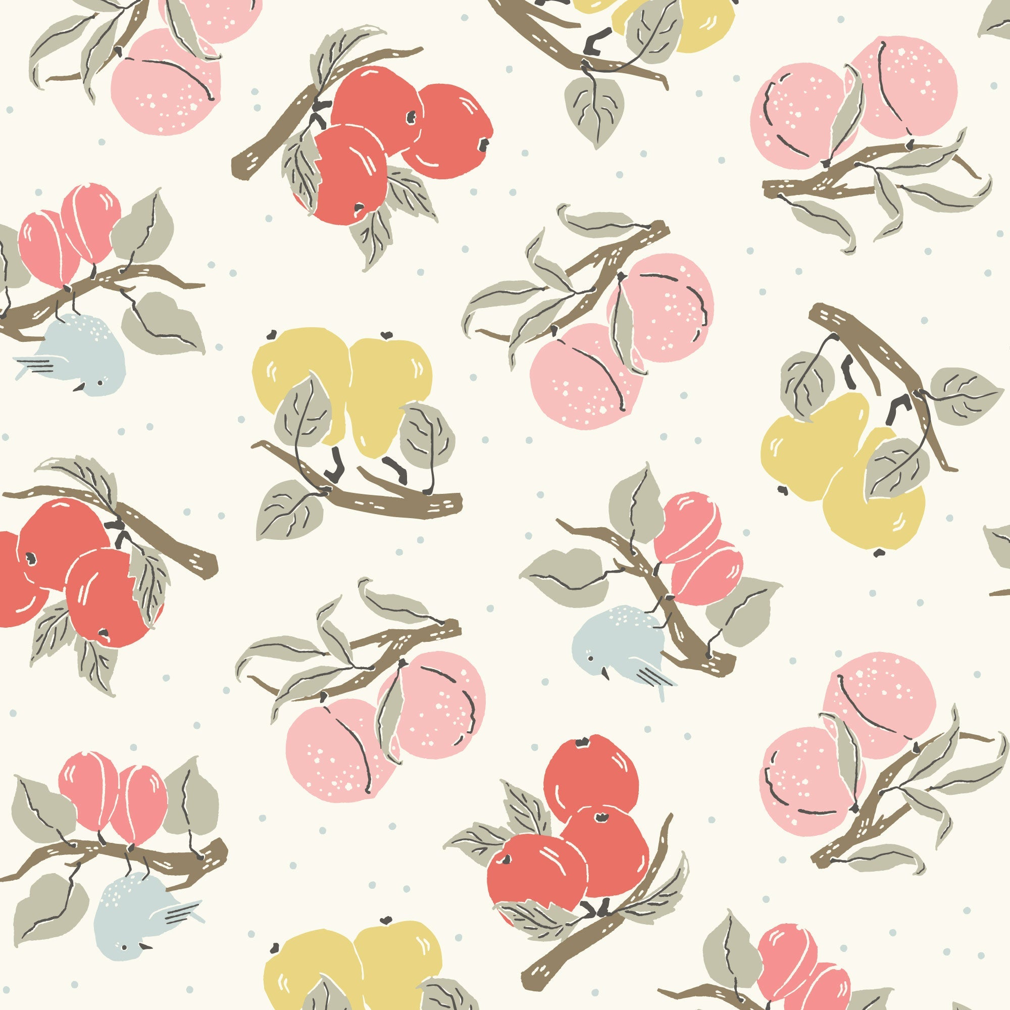 Cottage Garden - Orchard - Ivory 44" / 45" Fabric Per Yard