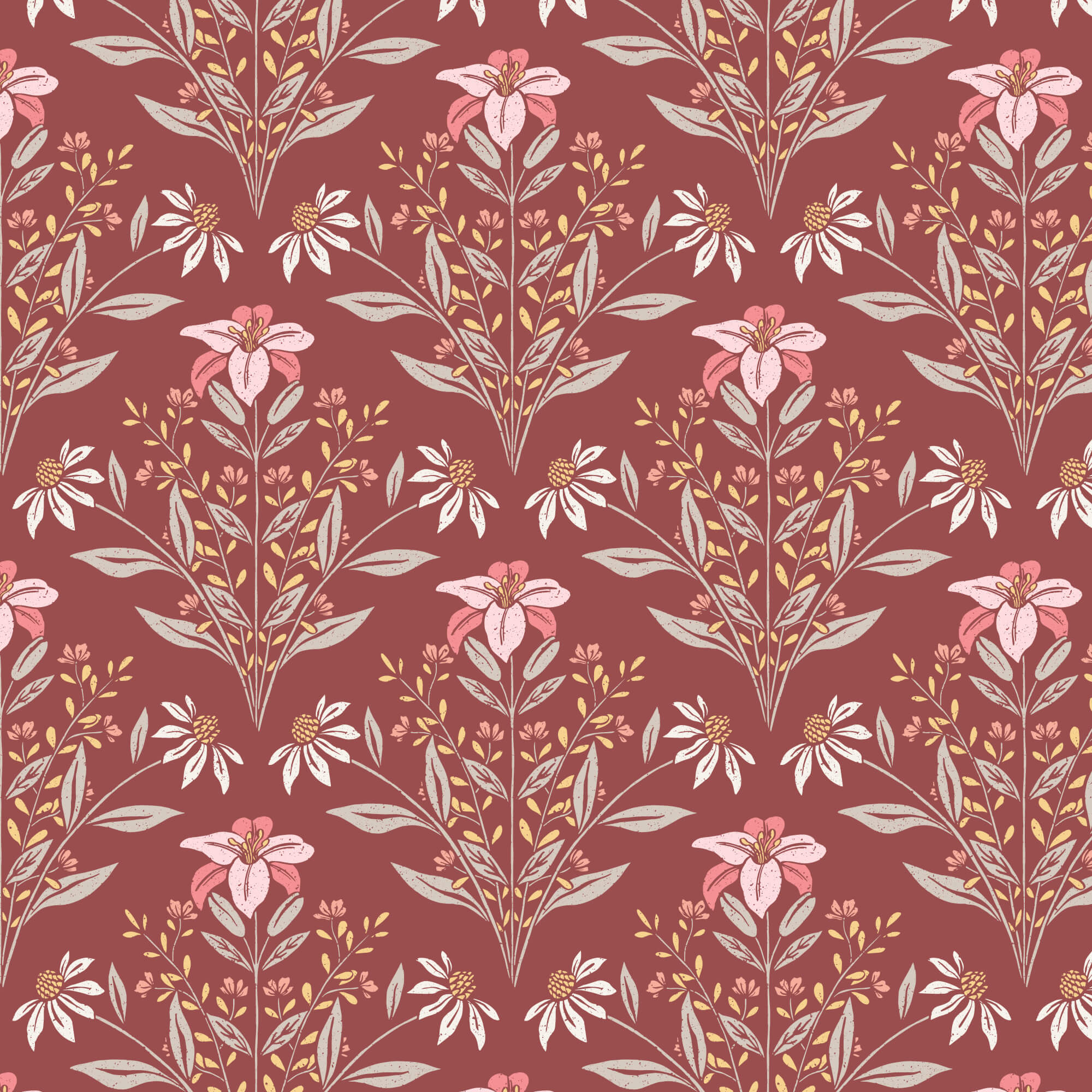 Eventide - Bouquet - Burgundy 44" / 45" Fabric Per Yard