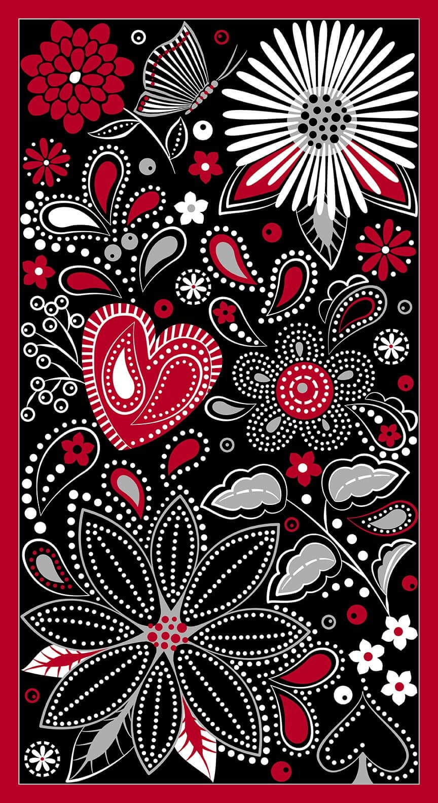 Scarlet Story - Floral Panel (24"x44")