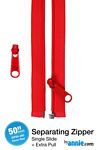 byAnnie 50 inch separating zipper with extra slide — Atom Red