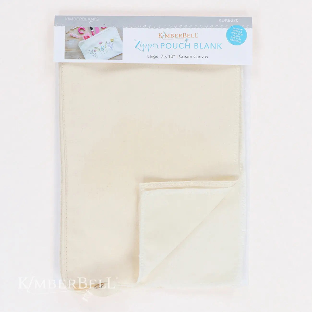 Zipper Pouch Blank Canvas Cream Large - Linda's Electric Quilters
