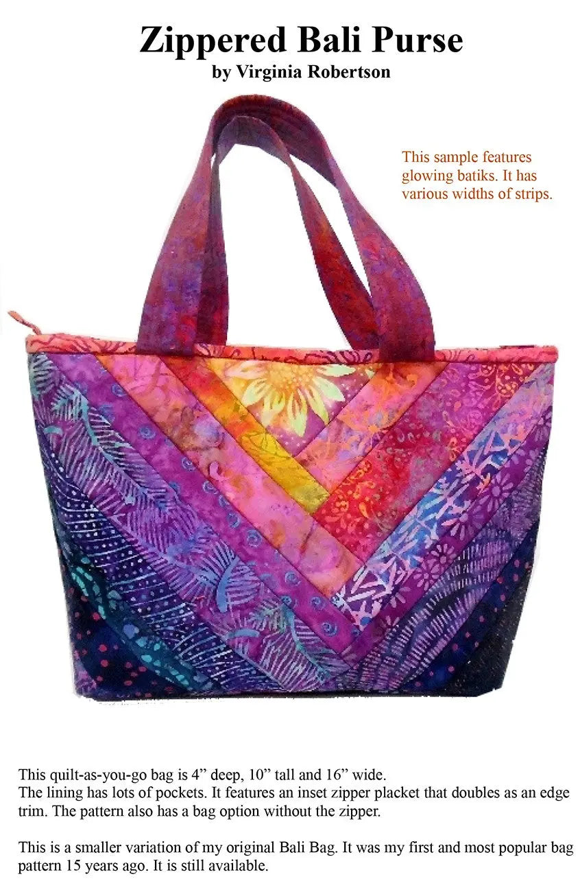 Zippered Bali Purse - Linda's Electric Quilters
